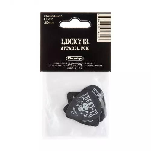 Dunlop Lucky 13 Series III Picks, Player′s Pack, 6 pcs., assorted motives, 0.60 mm Dunlop Lucky 13 Series III Picks, Player′s Pack, 6 pcs., assorted motives, 0.60 mm