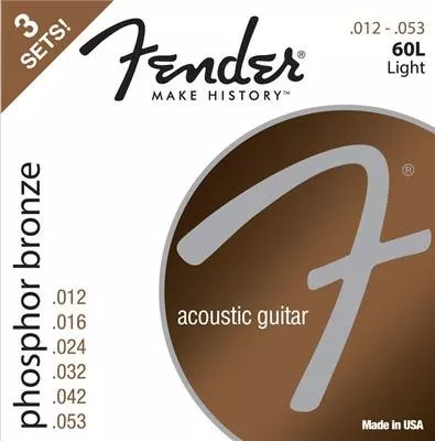 Fender Phosphor Bronze Acoustic Guitar Strings, Ball End, 60l Fender Phosphor Bronze Acoustic Guitar Strings, Ball End, 60l