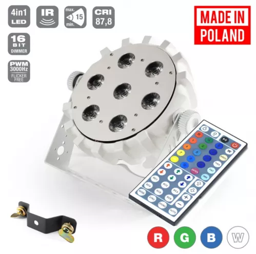 Flash Pro Led Par Slim 7x10w Rgbw 4in1 15° White Housing Ir Mk2 Flash Pro Led Par Slim 7x10w Rgbw 4in1 15° White Housing Ir Mk2