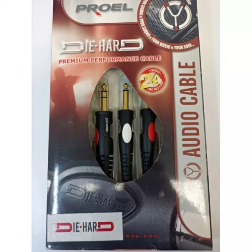 Proel Die Hard DH620 kabel audio 1x Jack TRS / 2x JAck TS 0,3m Proel Die Hard DH620 kabel audio 1x Jack TRS / 2x JAck TS 0,3m